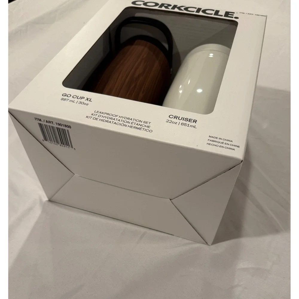 Corkcicle Leakproof 2 Pack Go Cup XL 30oz Walnut & Cruiser 22oz White 1901800
